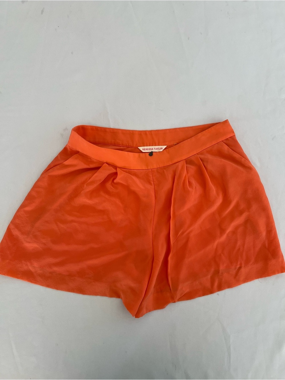 Rebecca Taylor Orange Pleated Silk Womens Shorts